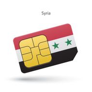Syria mobile phone sim card with flag