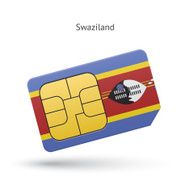 Swaziland mobile phone sim card with flag