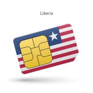 Liberia mobile phone sim card with flag