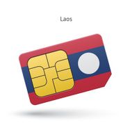 Laos mobile phone sim card with flag