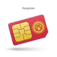 Kyrgyzstan mobile phone sim card with flag