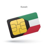 Kuwait mobile phone sim card with flag