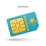 Kazakhstan mobile phone sim card with flag
