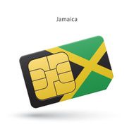 Jamaica mobile phone sim card with flag