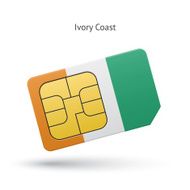 Ivory Coast mobile phone sim card with flag