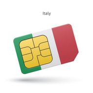Italy mobile phone sim card with flag