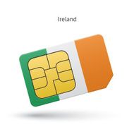 Ireland mobile phone sim card with flag