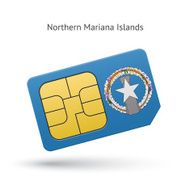Northern Mariana Islands mobile phone sim card with flag
