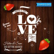 Wedding invitation Vintage wooden background Typography design