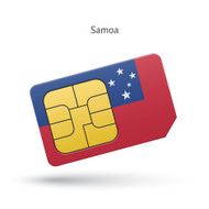Samoa mobile phone sim card with flag