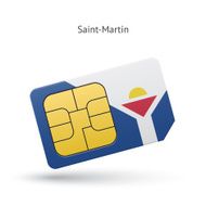 Saint-Martin mobile phone sim card with flag