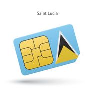Saint Lucia mobile phone sim card with flag