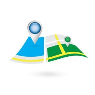 float flying map with navigator location pin on top