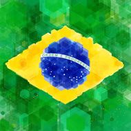 Stylized flag of Brazil Hexagon background Vector illustration