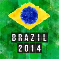 Brazil 2014 football poster Hexagon background Vector illustra