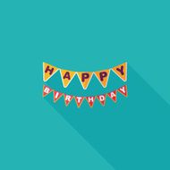 birthday party flag flat icon with long shadow eps10 N3