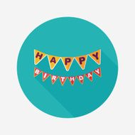 birthday party flag flat icon with long shadow eps10 N4