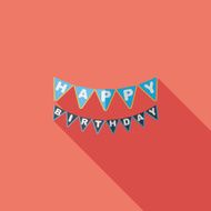 birthday party flag flat icon with long shadow eps10 N6