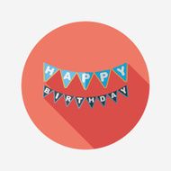 birthday party flag flat icon with long shadow eps10 N7