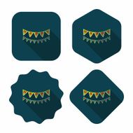 birthday party flag flat icon with long shadow eps10 N11