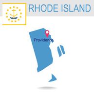 USA state Of Rhode Island&#039;s map and Flag N2