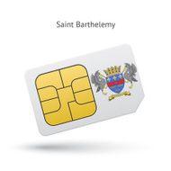 Saint Barthelemy mobile phone sim card with flag