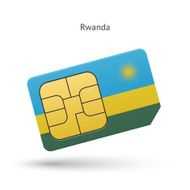 Rwanda mobile phone sim card with flag