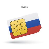 Russia mobile phone sim card with flag