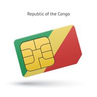 Republic of the Congo mobile phone sim card with flag