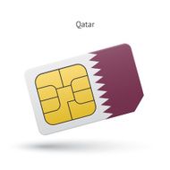 Qatar mobile phone sim card with flag