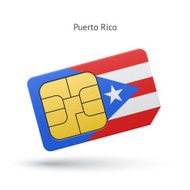 Puerto Rico mobile phone sim card with flag