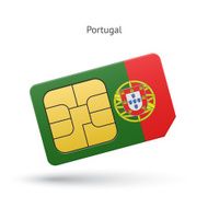 Portugal mobile phone sim card with flag