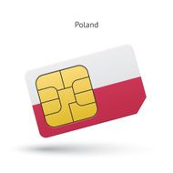 Poland mobile phone sim card with flag