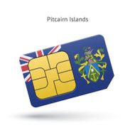 Pitcairn Islands mobile phone sim card with flag