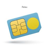 Palau mobile phone sim card with flag
