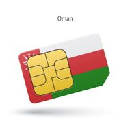 Oman mobile phone sim card with flag