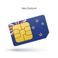 New Zealand mobile phone sim card with flag