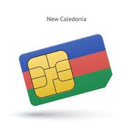 New Caledonia mobile phone sim card with flag