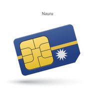 Nauru mobile phone sim card with flag