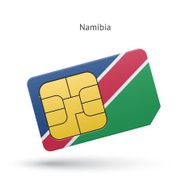 Namibia mobile phone sim card with flag