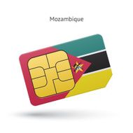 Mozambique mobile phone sim card with flag