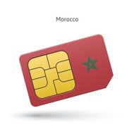 Morocco mobile phone sim card with flag