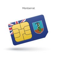 Montserrat mobile phone sim card with flag