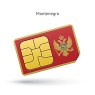 Montenegro mobile phone sim card with flag
