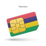 Mauritius mobile phone sim card with flag