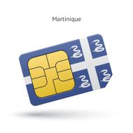 Martinique mobile phone sim card with flag