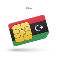 Libya mobile phone sim card with flag
