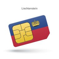 Liechtenstein mobile phone sim card with flag