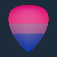 guitar pick with a bisexual pride flag