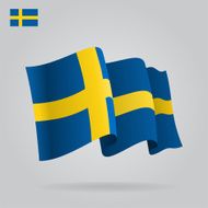Flat and waving Swedish Flag Vector